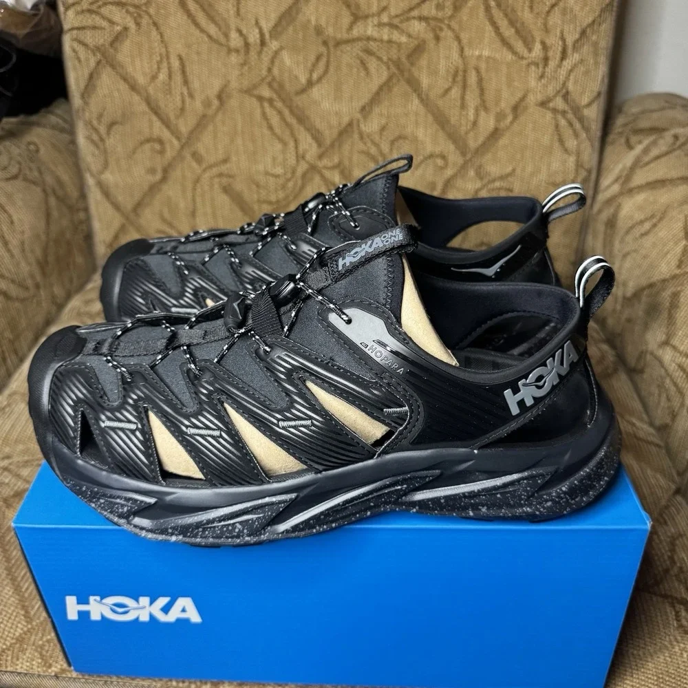 Hoka One One Trainers Men's 10 Women's 11‎ Hopara Black Summer Trail Run Sandals